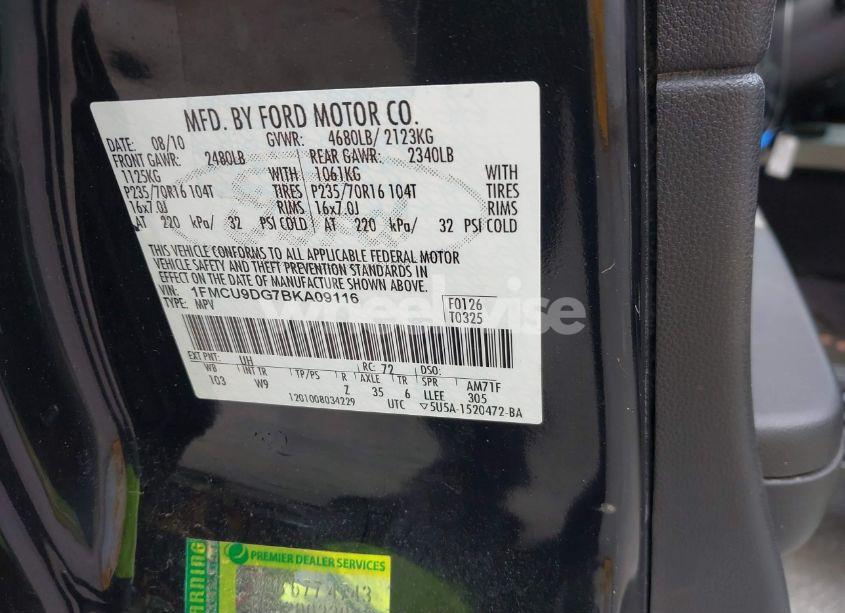 Photo 9 of 2011 Ford Escape XLT (VIN 1FMCU9DG7BKA09116)