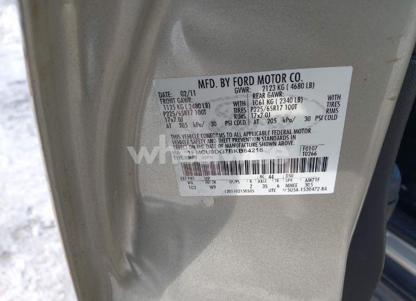 Photo 9 of 2011 Ford Escape XLT (VIN 1FMCU9DG7BKB64216)