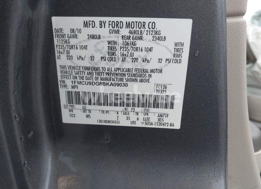 Photo 9 of 2011 Ford Escape XLT (VIN 1FMCU9DG8BKA09030)