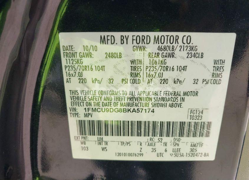 Photo 9 of 2011 Ford Escape XLT (VIN 1FMCU9DG8BKA57174)