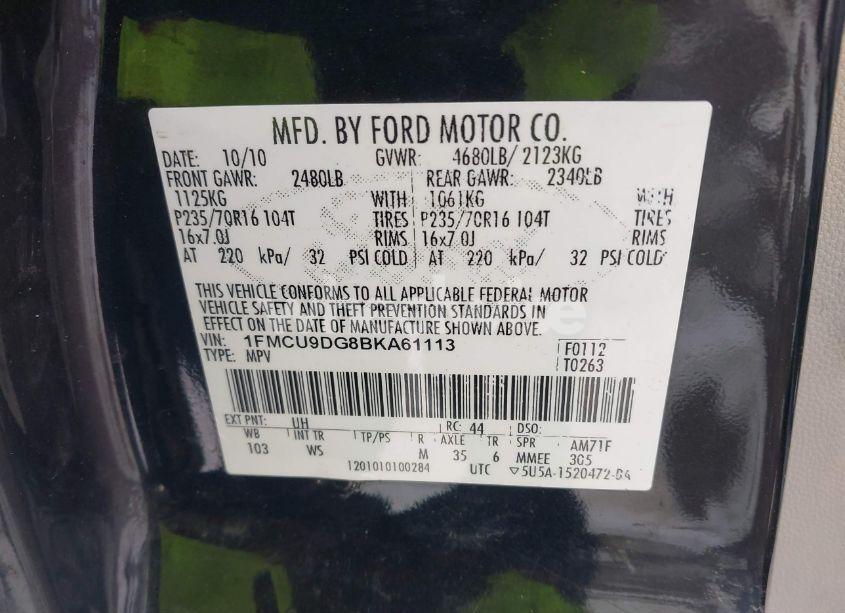 Photo 9 of 2011 Ford Escape XLT (VIN 1FMCU9DG8BKA61113)