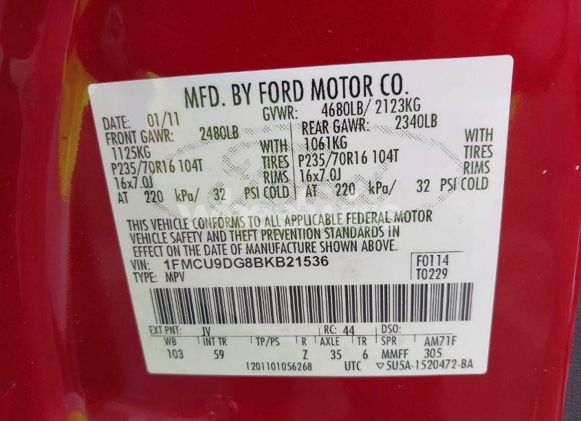 Photo 9 of 2011 Ford Escape XLT (VIN 1FMCU9DG8BKB21536)