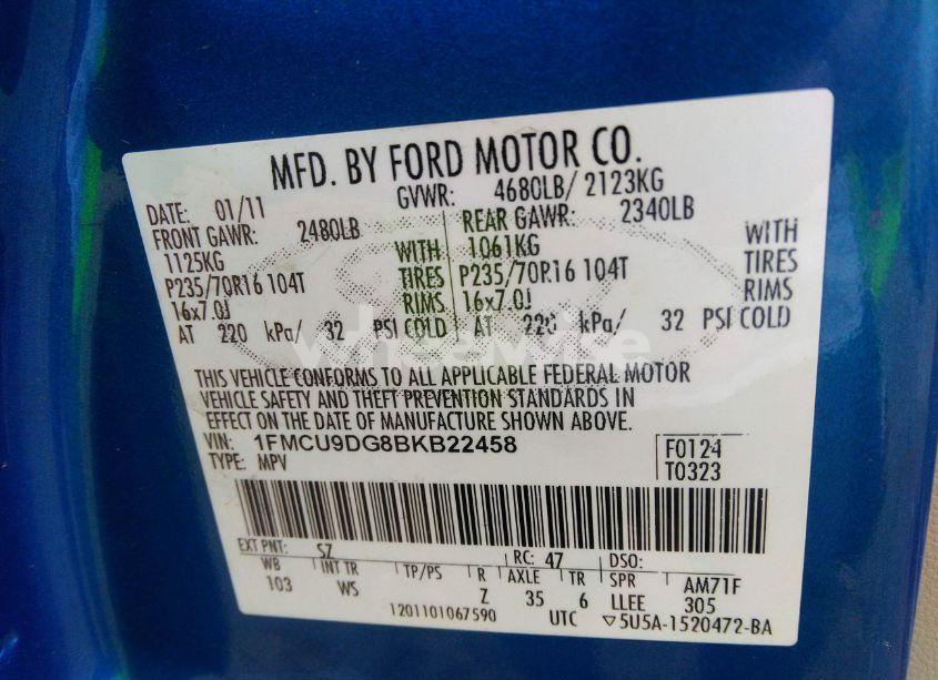 Photo 9 of 2011 Ford Escape XLT (VIN 1FMCU9DG8BKB22458)