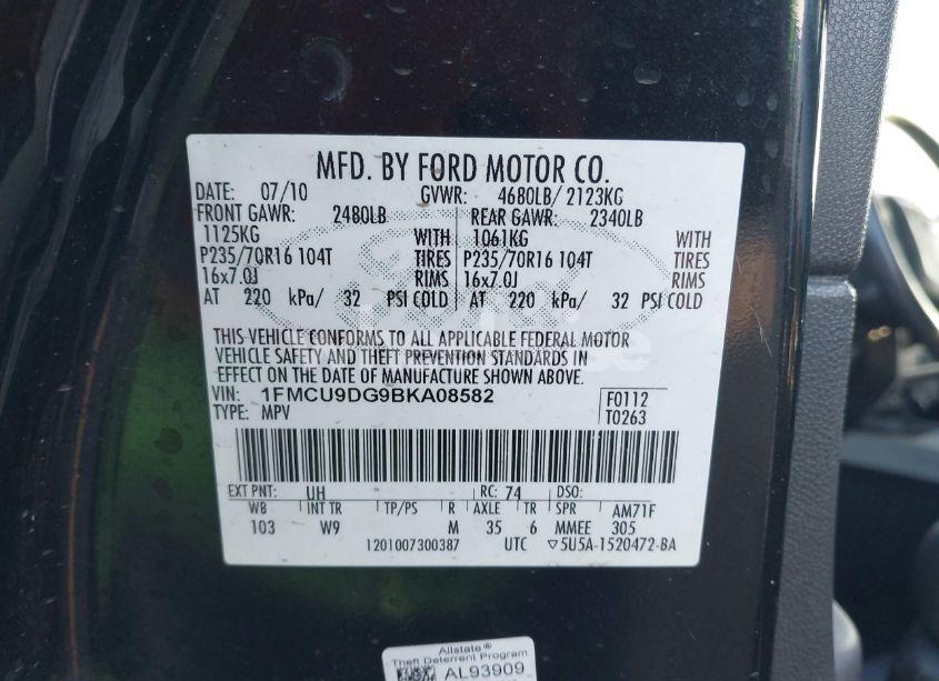 Photo 9 of 2011 Ford Escape XLT (VIN 1FMCU9DG9BKA08582)