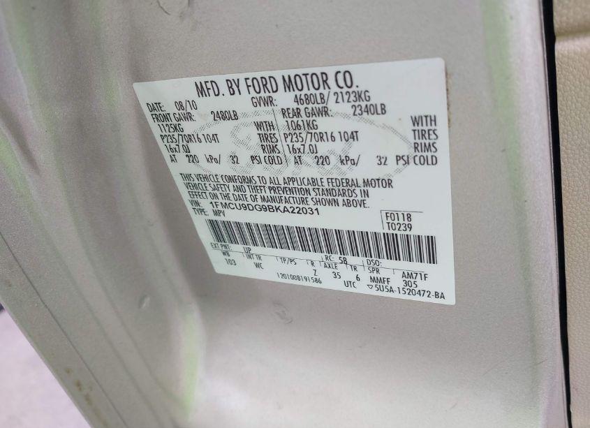 Photo 9 of 2011 Ford Escape XLT (VIN 1FMCU9DG9BKA22031)