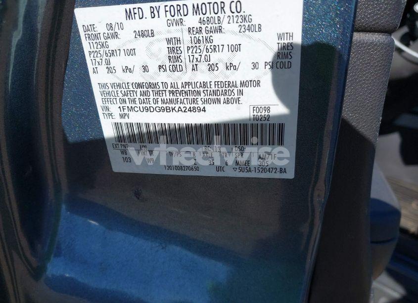 Photo 9 of 2011 Ford Escape XLT (VIN 1FMCU9DG9BKA24894)