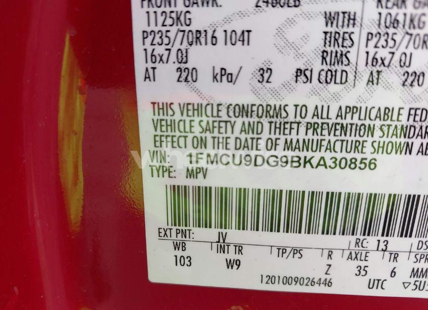 Photo 9 of 2011 Ford Escape XLT (VIN 1FMCU9DG9BKA30856)