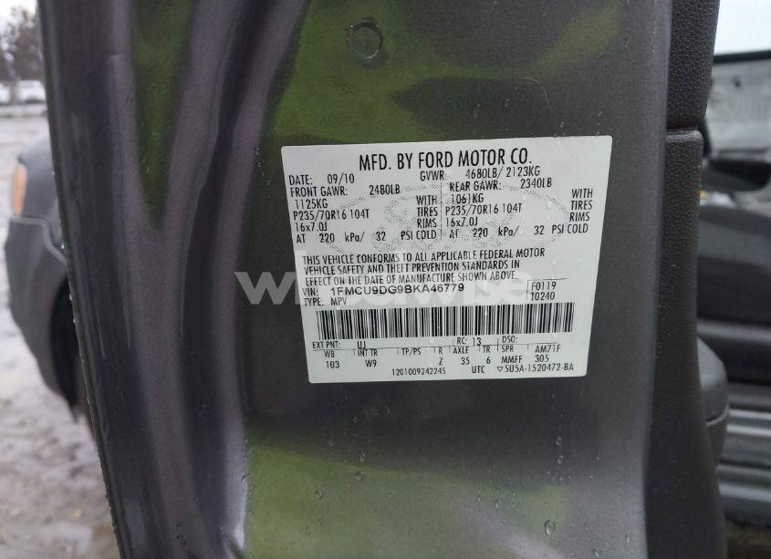 Photo 9 of 2011 Ford Escape XLT (VIN 1FMCU9DG9BKA46779)