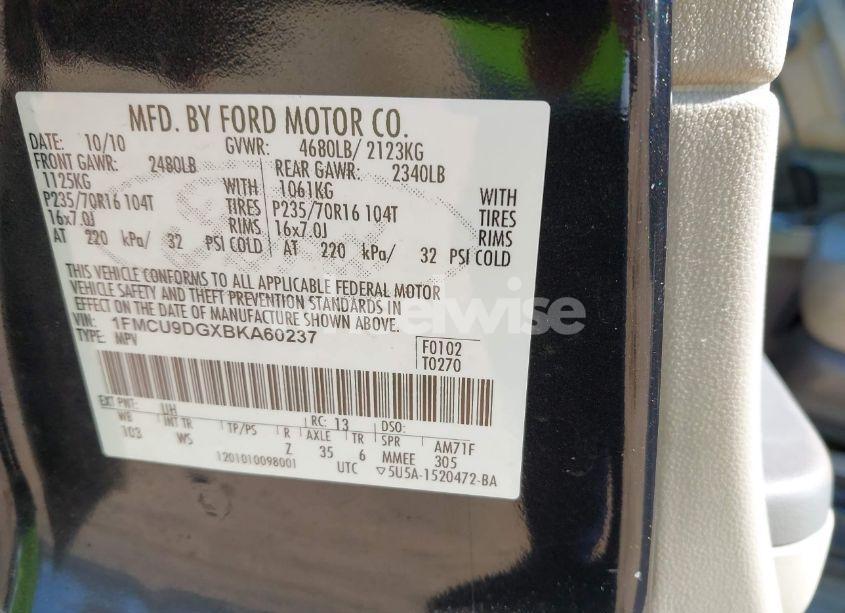 Photo 9 of 2011 Ford Escape XLT (VIN 1FMCU9DGXBKA60237)