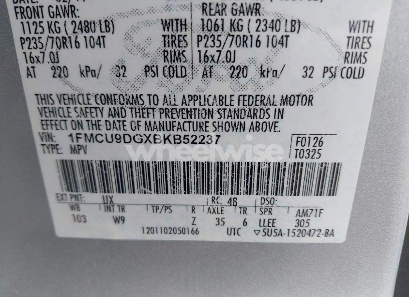 Photo 9 of 2011 Ford Escape XLT (VIN 1FMCU9DGXBKB52237)