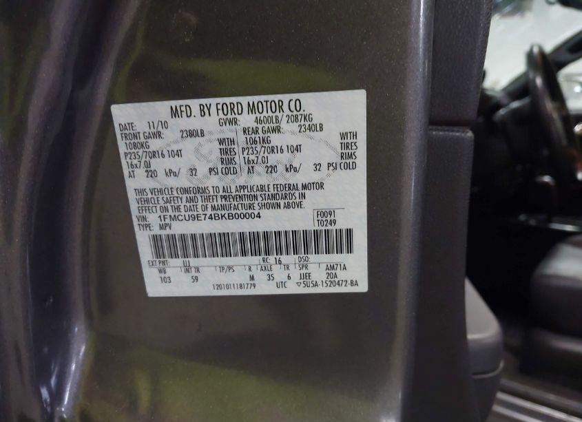 Photo 9 of 2011 Ford Escape LIMITED (VIN 1FMCU9E74BKB00004)