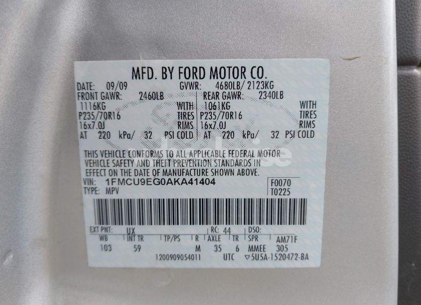 Photo 9 of 2010 Ford Escape LIMITED (VIN 1FMCU9EG0AKA41404)