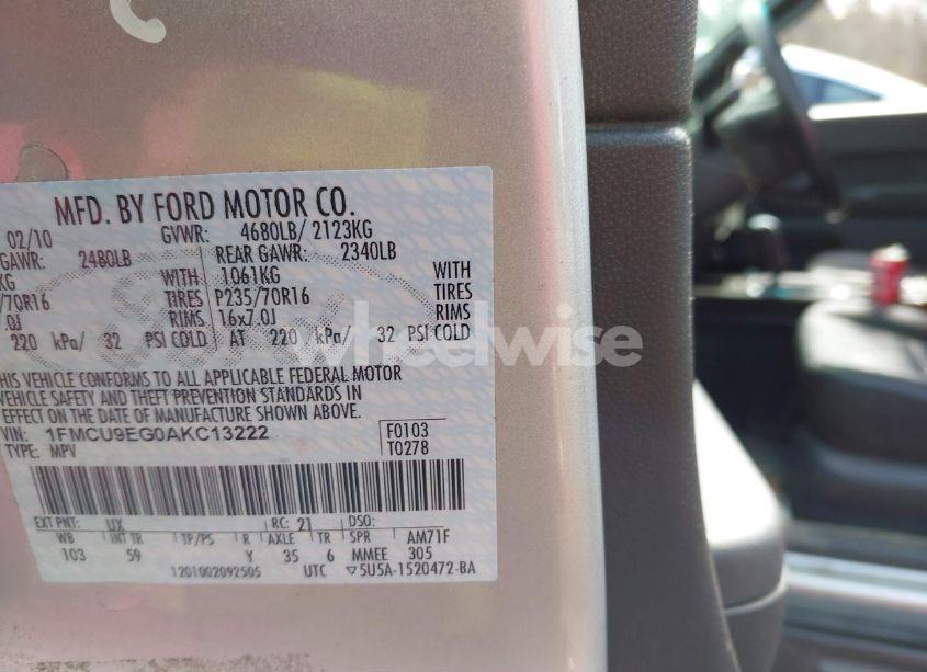 Photo 9 of 2010 Ford Escape LIMITED (VIN 1FMCU9EG0AKC13222)