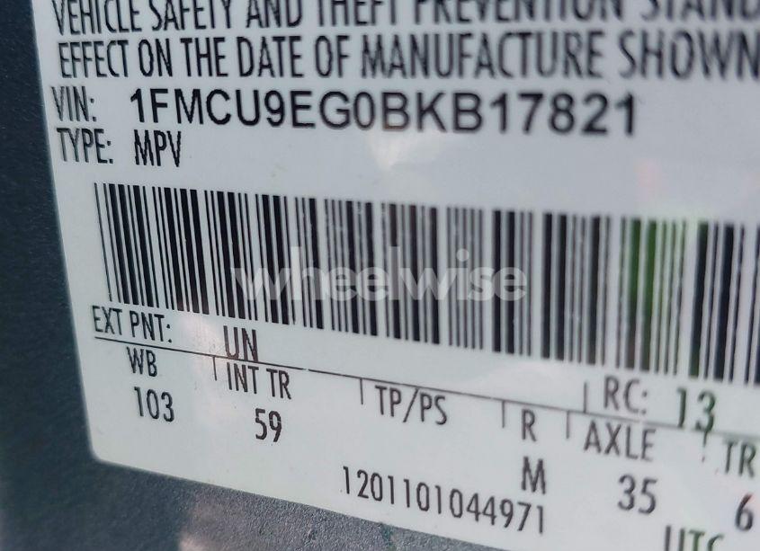 Photo 9 of 2011 Ford Escape LIMITED (VIN 1FMCU9EG0BKB17821)