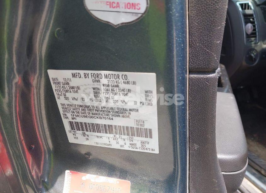 Photo 9 of 2012 Ford Escape LIMITED (VIN 1FMCU9EG0CKB70164)