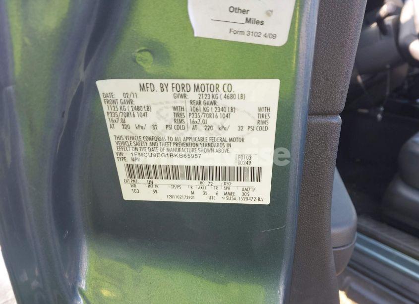 Photo 9 of 2011 Ford Escape LIMITED (VIN 1FMCU9EG1BKB65957)