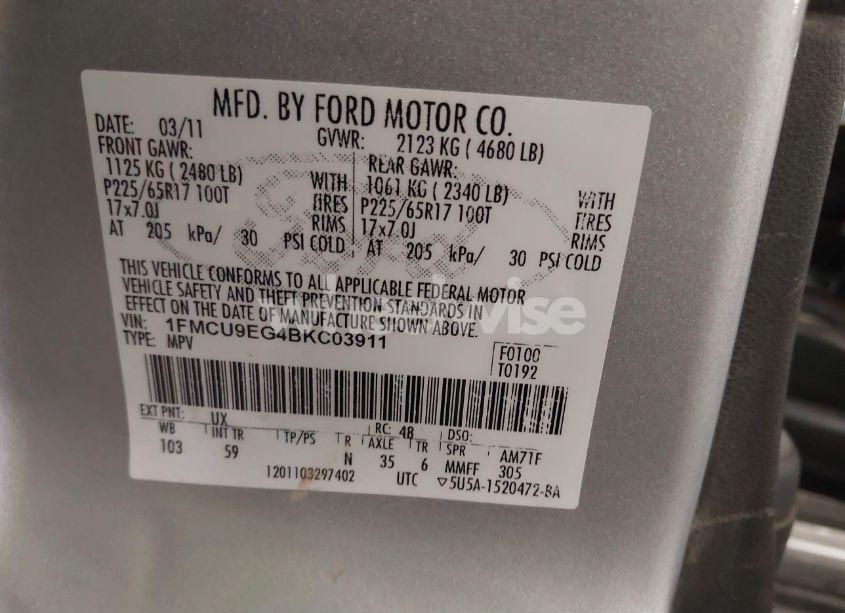 Photo 9 of 2011 Ford Escape LIMITED (VIN 1FMCU9EG4BKC03911)