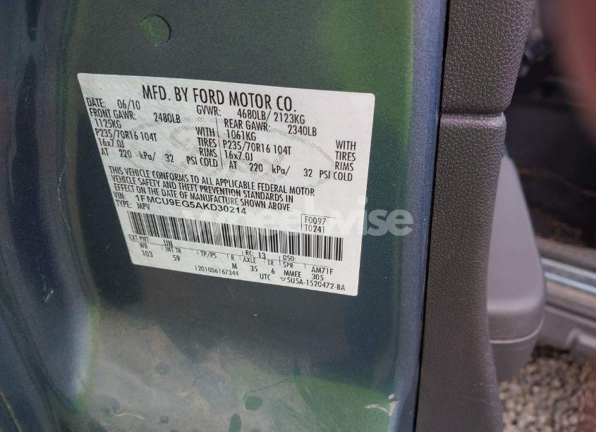 Photo 9 of 2010 Ford Escape LIMITED (VIN 1FMCU9EG5AKD30214)