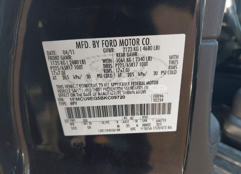 Photo 9 of 2011 Ford Escape LIMITED (VIN 1FMCU9EG5BKC09720)