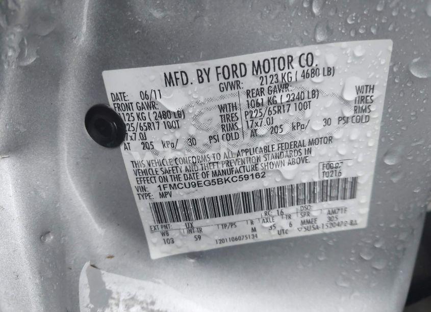 Photo 9 of 2011 Ford Escape LIMITED (VIN 1FMCU9EG5BKC59162)