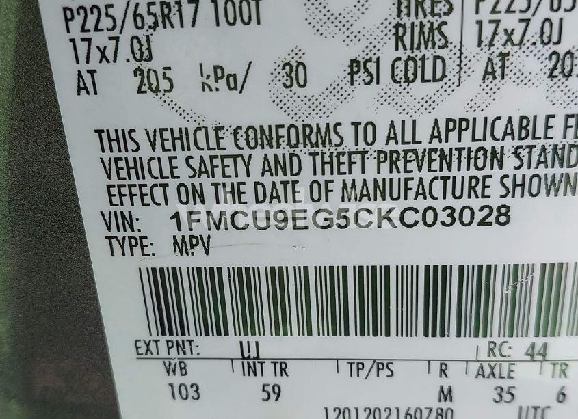 Photo 9 of 2012 Ford Escape LIMITED (VIN 1FMCU9EG5CKC03028)