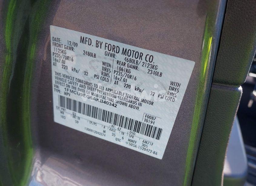 Photo 9 of 2010 Ford Escape LIMITED (VIN 1FMCU9EG6AKB40342)