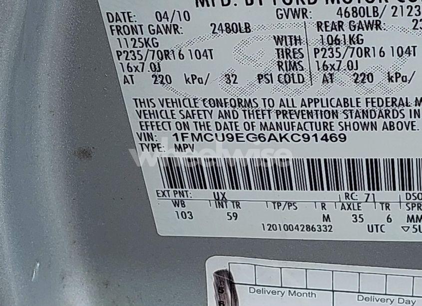 Photo 9 of 2010 Ford Escape LIMITED (VIN 1FMCU9EG6AKC91469)