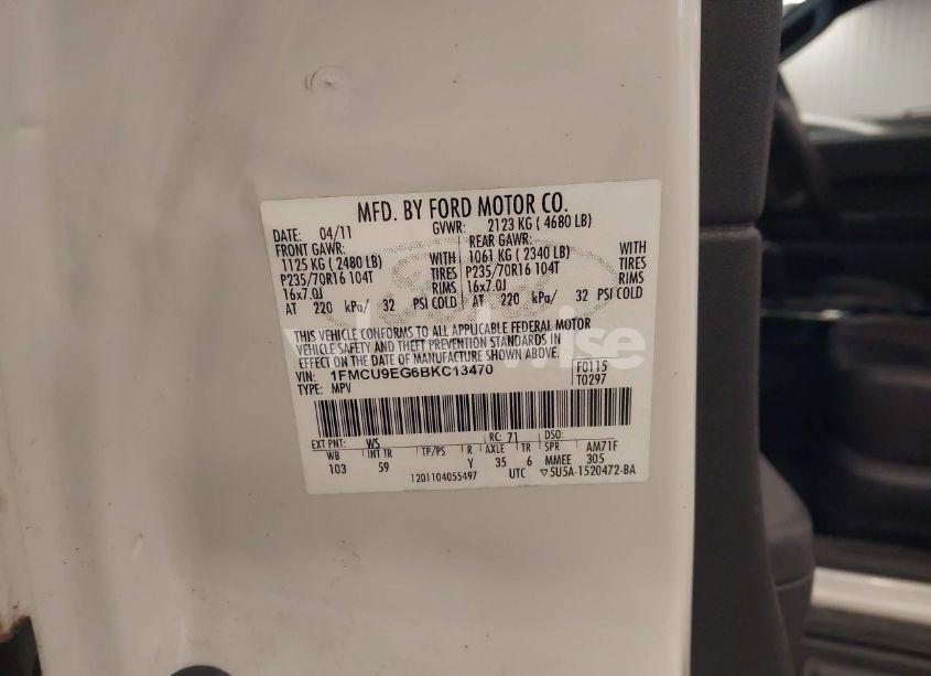 Photo 9 of 2011 Ford Escape LIMITED (VIN 1FMCU9EG6BKC13470)