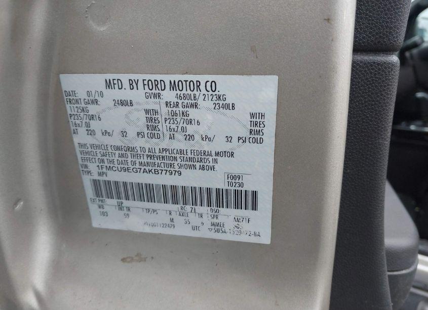 Photo 9 of 2010 Ford Escape LIMITED (VIN 1FMCU9EG7AKB77979)