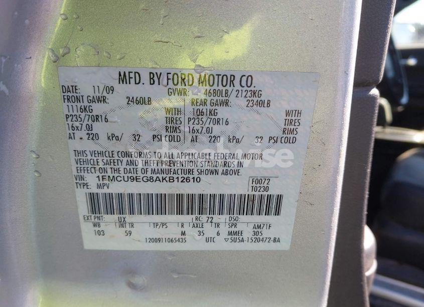 Photo 9 of 2010 Ford Escape LIMITED (VIN 1FMCU9EG8AKB12610)