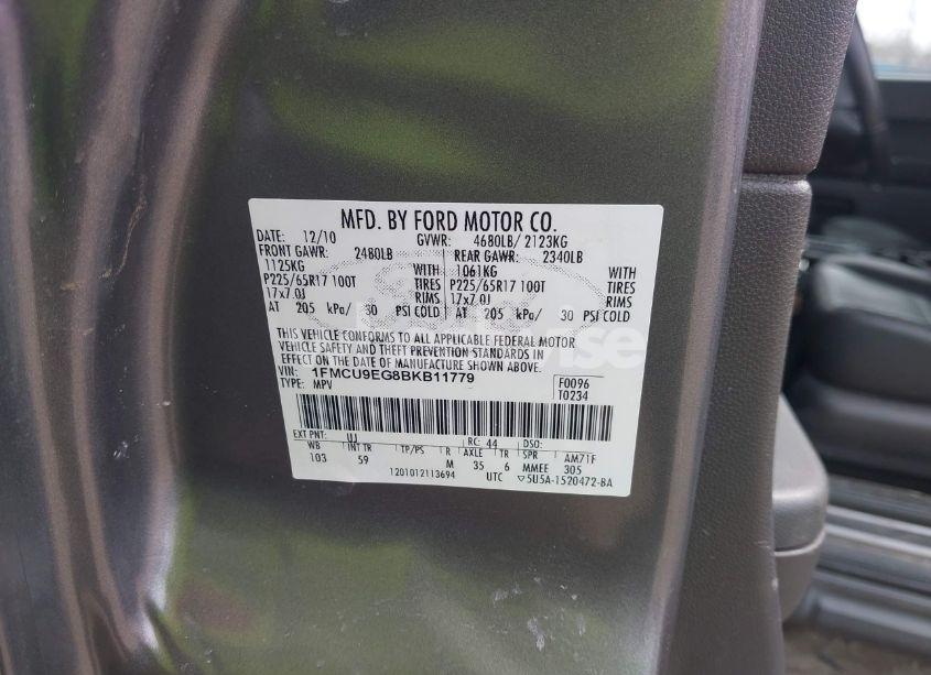 Photo 9 of 2011 Ford Escape LIMITED (VIN 1FMCU9EG8BKB11779)