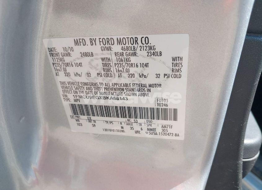 Photo 9 of 2011 Ford Escape LIMITED (VIN 1FMCU9EGXBKA68143)