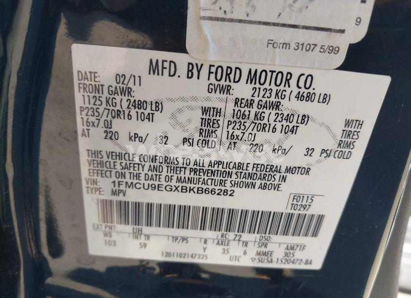 Photo 9 of 2011 Ford Escape LIMITED (VIN 1FMCU9EGXBKB66282)