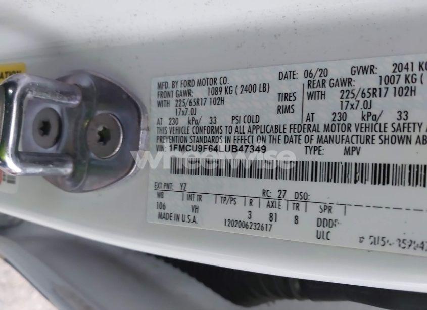 Photo 9 of 2020 Ford Escape S (VIN 1FMCU9F64LUB47349)