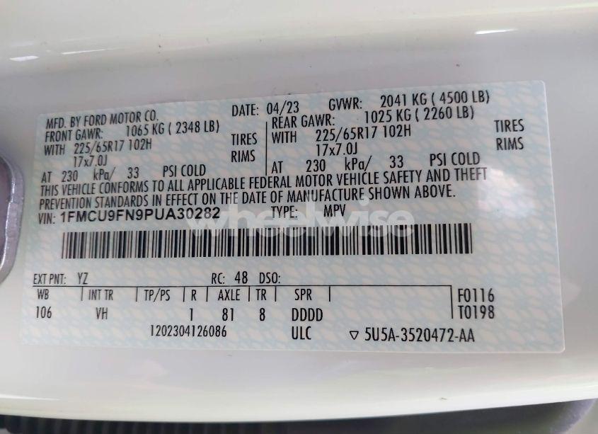 Photo 9 of 2023 Ford Escape (VIN 1FMCU9FN9PUA30282)