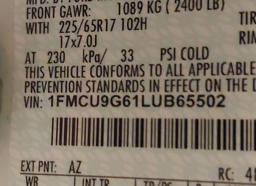 Photo 9 of 2020 Ford Escape SE (VIN 1FMCU9G61LUB65502)
