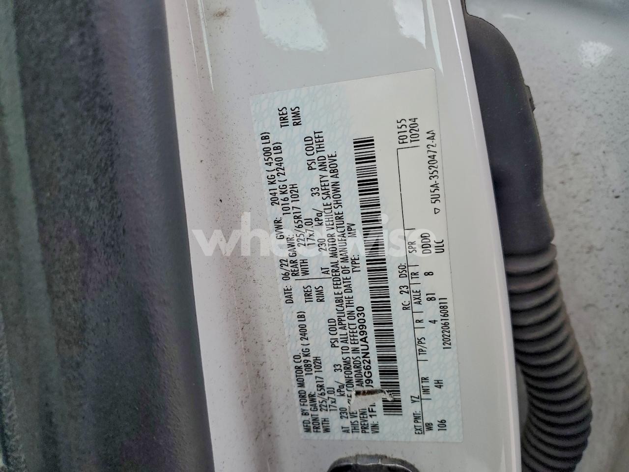 Photo 12 of 2022 FORD ESCAPE SE (VIN 1FMCU9G62NUA99030)