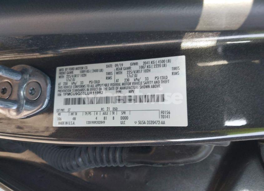 Photo 9 of 2020 Ford Escape SE (VIN 1FMCU9G66LUA11982)