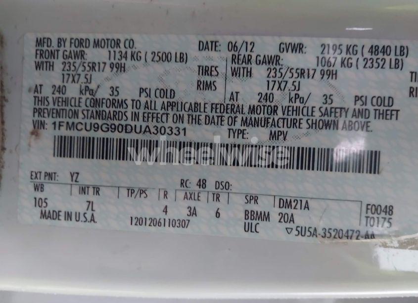 Photo 9 of 2013 Ford Escape SE (VIN 1FMCU9G90DUA30331)