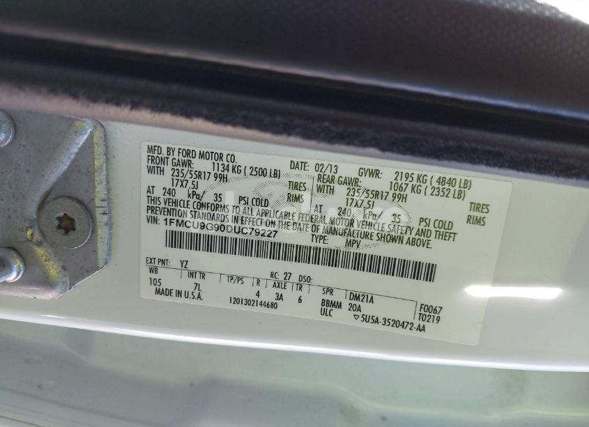 Photo 9 of 2013 Ford Escape SE (VIN 1FMCU9G90DUC79227)