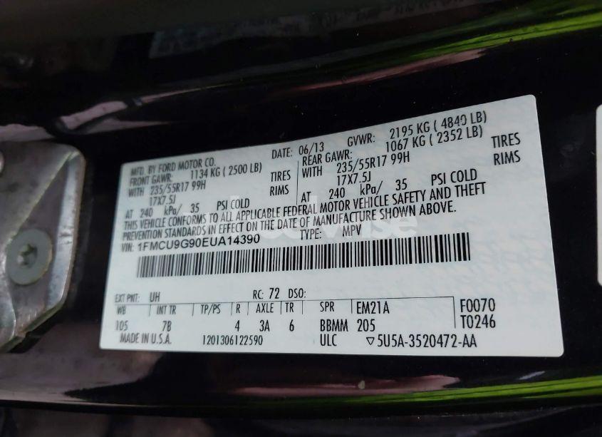 Photo 9 of 2014 Ford Escape SE (VIN 1FMCU9G90EUA14390)