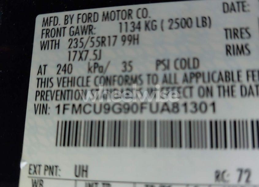 Photo 9 of 2015 Ford Escape SE (VIN 1FMCU9G90FUA81301)