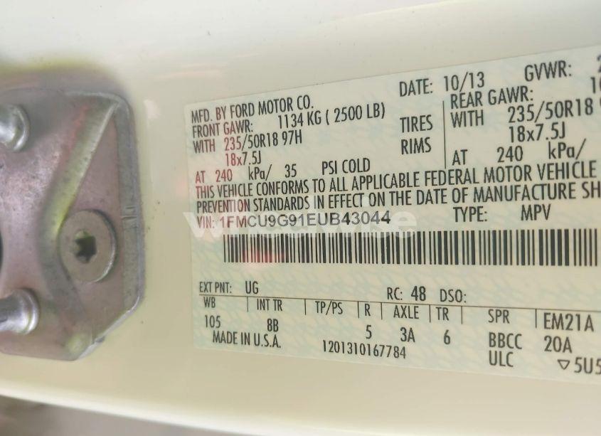 Photo 9 of 2014 Ford Escape SE (VIN 1FMCU9G91EUB43044)