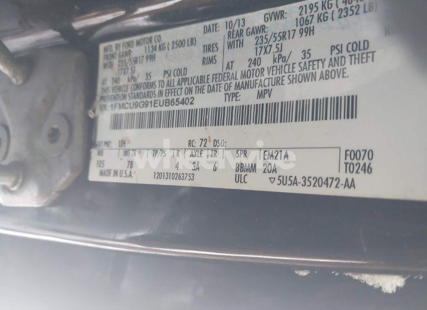 Photo 9 of 2014 Ford Escape SE (VIN 1FMCU9G91EUB65402)