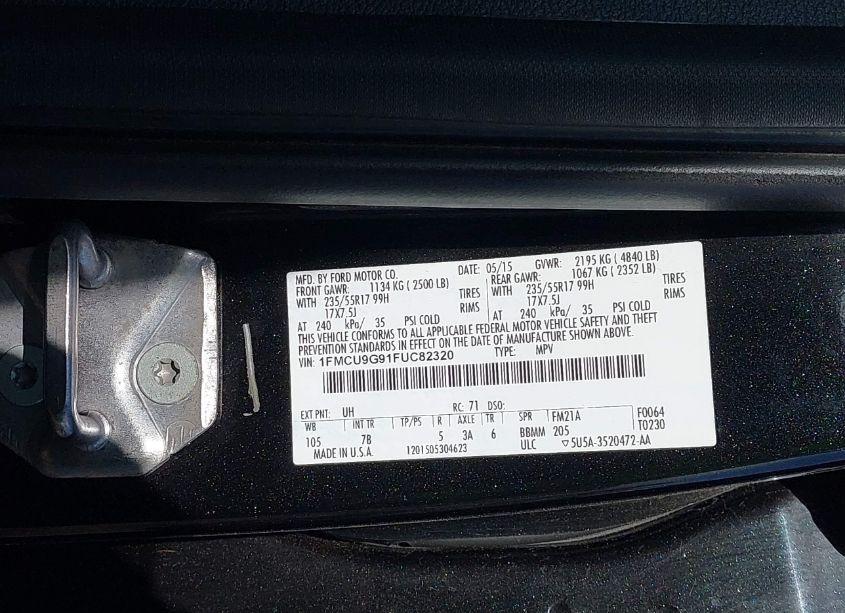 Photo 9 of 2015 Ford Escape SE (VIN 1FMCU9G91FUC82320)