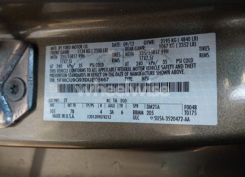 Photo 9 of 2013 Ford Escape SE (VIN 1FMCU9G93DUB05667)