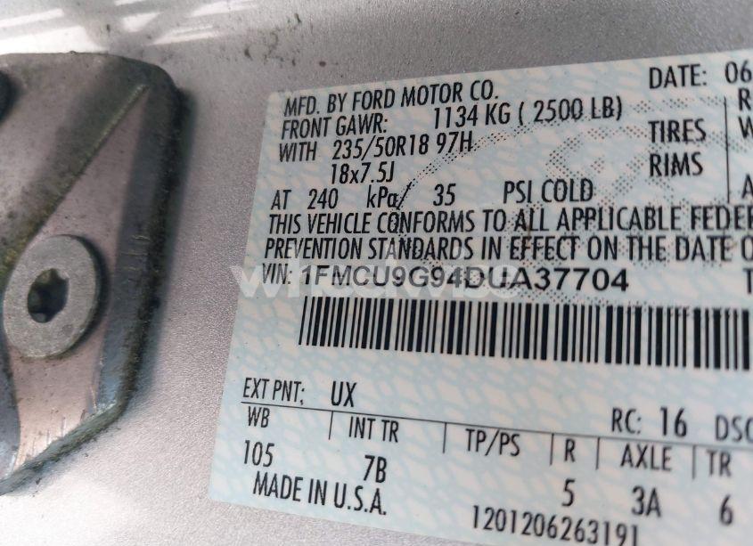 Photo 9 of 2013 Ford Escape SE (VIN 1FMCU9G94DUA37704)