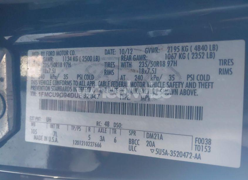 Photo 9 of 2013 Ford Escape SE (VIN 1FMCU9G94DUB62847)