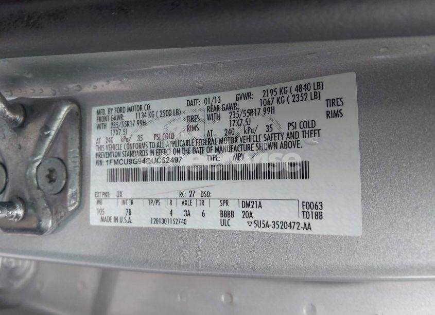 Photo 9 of 2013 Ford Escape SE (VIN 1FMCU9G94DUC52497)