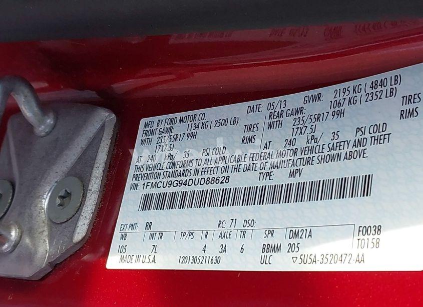 Photo 9 of 2013 Ford Escape SE (VIN 1FMCU9G94DUD88628)